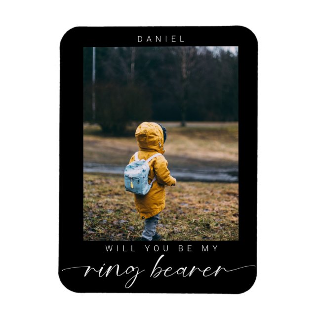 Minimalistisch Werden Sie mein Ring Bearer Foto Da Magnet (Vertikal)