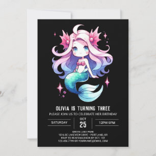 Minimalistisch Whimsy Mermaid Birthday Einladung