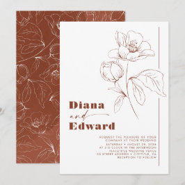 Minimalistisch White and Terracotta Boho Wedding Einladung