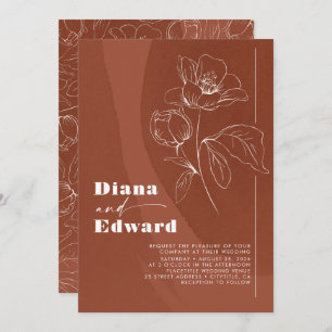 Minimalistisch White and Terracotta Boho Wedding Einladung