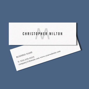 Minimalistisch-White Light Gray Monogram Consultan Mini Visitenkarte