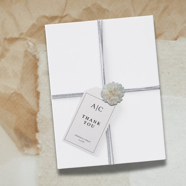 Minimalistisch White Monogram Vielen Dank Geschenkanhänger (Von Creator hochgeladen)