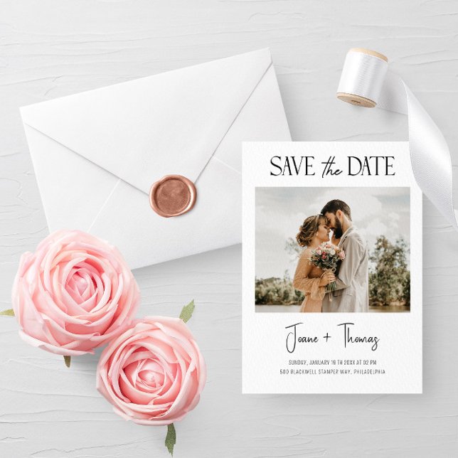 Minimalistisch-White-Save the Date-Hochzeit Einladung (Von Creator hochgeladen)