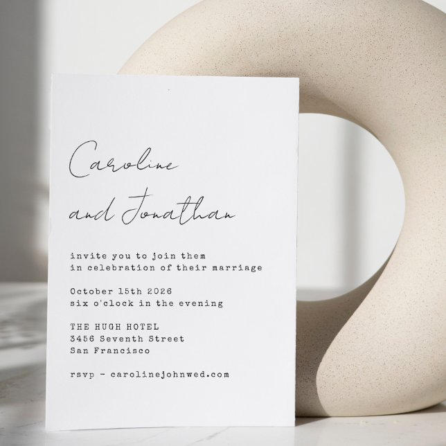 Minimalistisch White-Schreibmaschine-Script-Schrif Einladung (Von Creator hochgeladen)