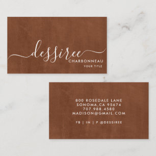 Minimalistisch White Script Mocha Visitenkarte
