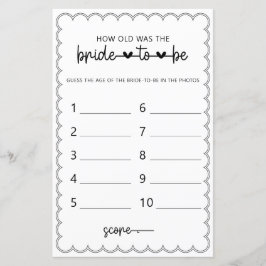 Minimalistisch Wie alt war das Brautduschenspiel