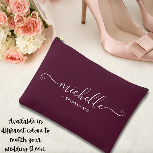 Minimalistisch Wine Berry Personalisiert Bridesmai Zubehörtasche