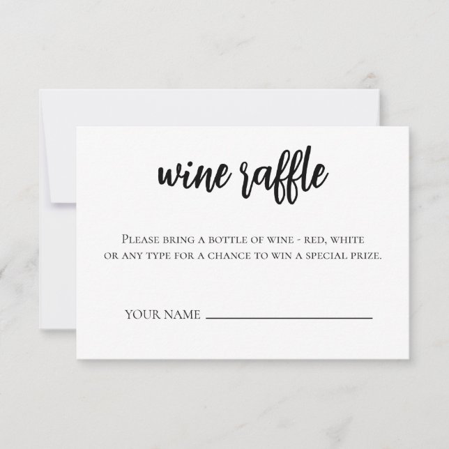 Minimalistisch Wine Raffle Ticket Brautparty Game Einladung (Vorderseite)