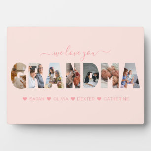 Minimalistisch Wir Liebe Sie Oma FotoCollage Rosa Fotoplatte