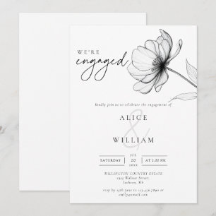 Minimalistisch Wir sind eine Verlobte Blumenengagi Einladung