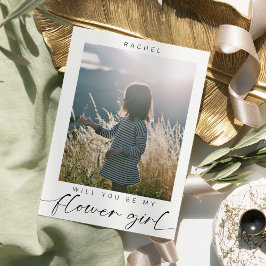 Minimalistisch wirst du mein Blumenmädchen Foto Ch Einladung