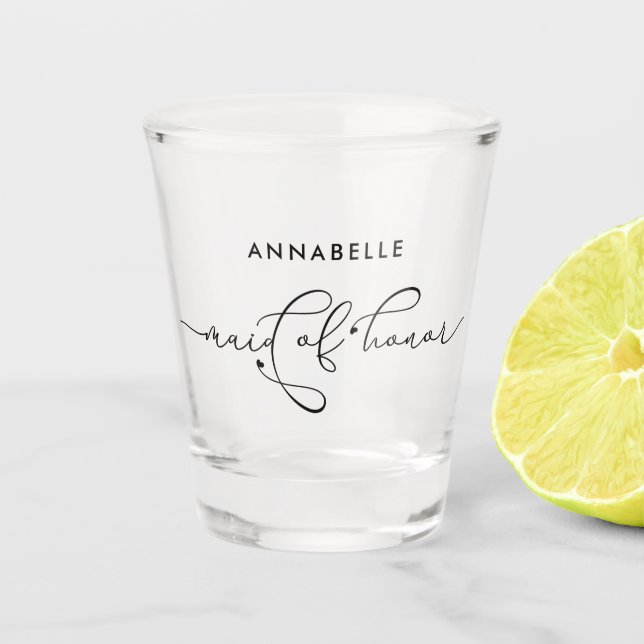 Minimalistisch wirst du meine Trauzeugin sein  Schnapsglas (Vorderseite)