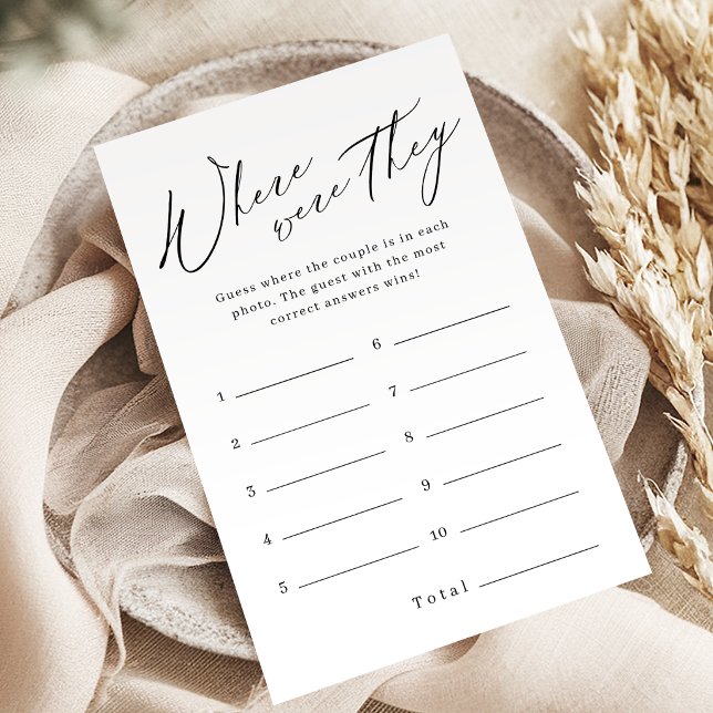 Minimalistisch wo waren sie Brautparty (Minimalist where were they bridal shower game)