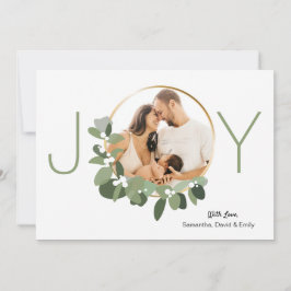 Minimalistisch Wreath Joy Custom Foto Weihnachten Karte