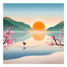 Minimalistisch Zen Sunrise Lake