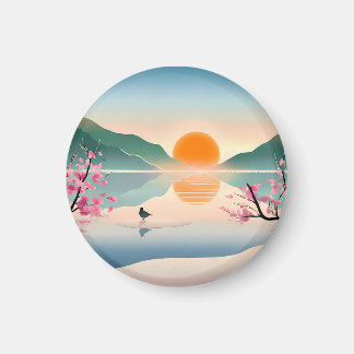 Minimalistisch Zen Sunrise Lake Magnet