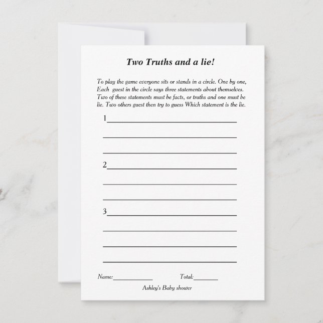 Minimalistisch zwei Wahrheiten und ein leises Baby Einladung (Vorderseite)