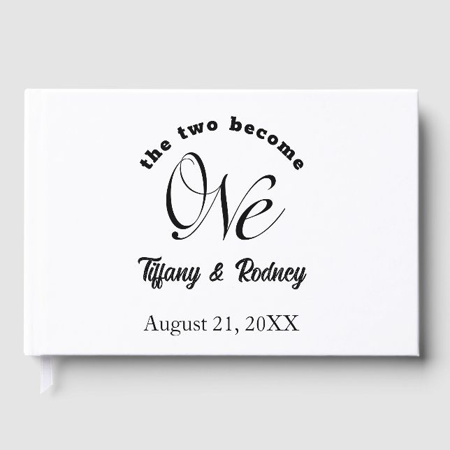 Minimalistisch zwei werden zu einer Braut- und Hoc Gästebuch (Vorderseite)