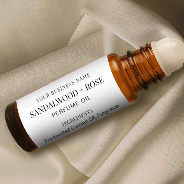 Minimalistische 10 ml Parfüm-Ölwalzen Flaschenetik Aufkleber (Minimalist modern perfume oil roller bottle wraparound label)