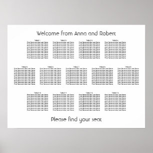 Minimalistische 13 Tabelle Hochzeitstabelle Poster
