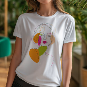Minimalistische 1-Line-Tour Female Portrait Abstra Tri-Blend Shirt