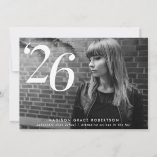 Minimalistische '26 Foto-Abschlussfeier Einladung