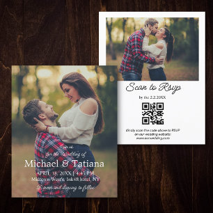 Minimalistische 2-Foto-QR-Code-RSVP-Hochzeitseinla