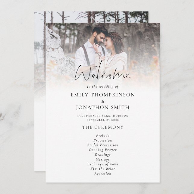 Minimalistische 2 Fotos Overlay Script-Hochzeitspr Karte (Vorne/Hinten)