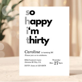 Minimalistische 30. Geburtstagseinladung so glückl Einladung