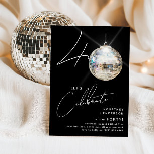Minimalistische 40. Disco Ball Geburtstagsparty Einladung