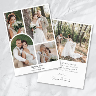Minimalistische 5-Foto-Arch-Hochzeit Dankeskarte