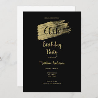 Minimalistische 60. Gold Black Birthday Einladung