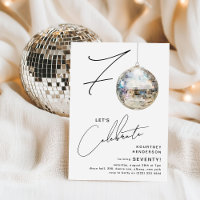 Minimalistische 70. Disco Ball Geburtstagsparty