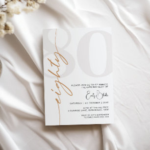 Minimalistische 80. Geburtstagsparty Einladung
