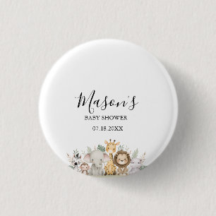 Minimalistische Abenteuer-Waldtiere-Baby-Party Button