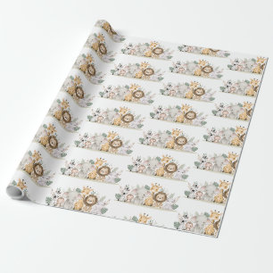 Minimalistische Abenteuer-Waldtiere-Baby-Party Geschenkpapier