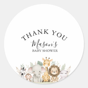 Minimalistische Abenteuer-Waldtiere-Baby-Party Runder Aufkleber