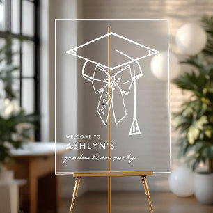 Minimalistische Abschlussmütze mit Schleifen-Willk Acrylschild