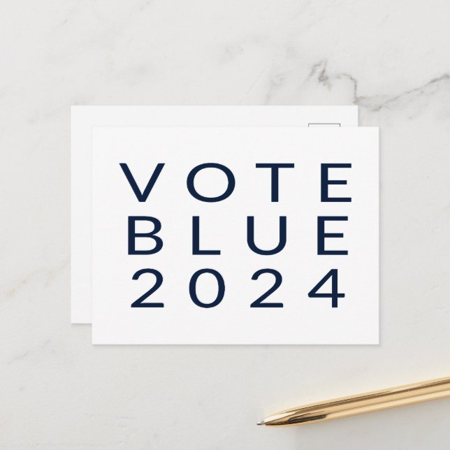 Minimalistische Abstimmung Blue Kamala Harris 2024 Postkarte (Vorderseite/Rückseite Beispiel)