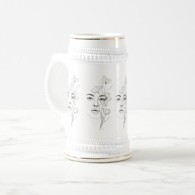 Minimalistische Abstract Line Art Kaffeetasse (Vorderseite Links)