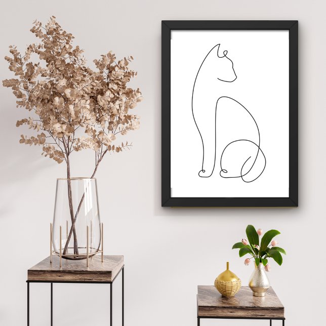 Minimalistische Abstrakt Line Art Cat Poster (Von Creator hochgeladen)