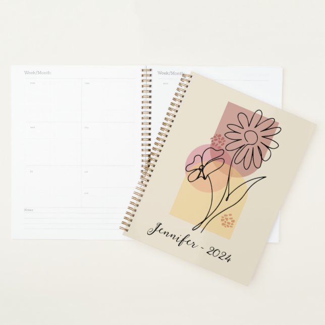 Minimalistische abstrakte Blume Planer (Anzeige)