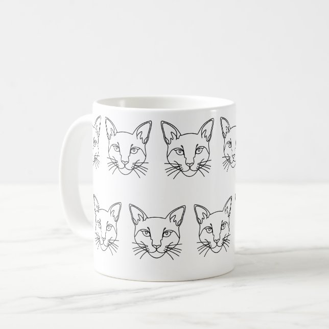 Minimalistische Abstrakte Chat Line Art Kaffeetasse (Vorderseite Links)