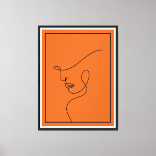 Minimalistische Abstrakte Face Line Art Print - Ei Leinwanddruck