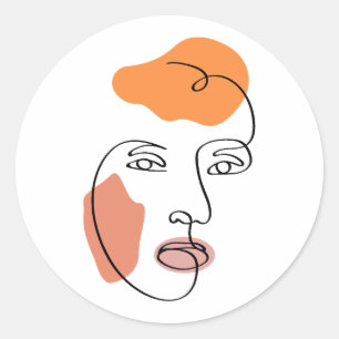 Minimalistische Abstrakte Fassade Portrait Line Ar Runder Aufkleber