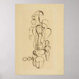 Minimalistische abstrakte figürliche Liniendrawing Poster