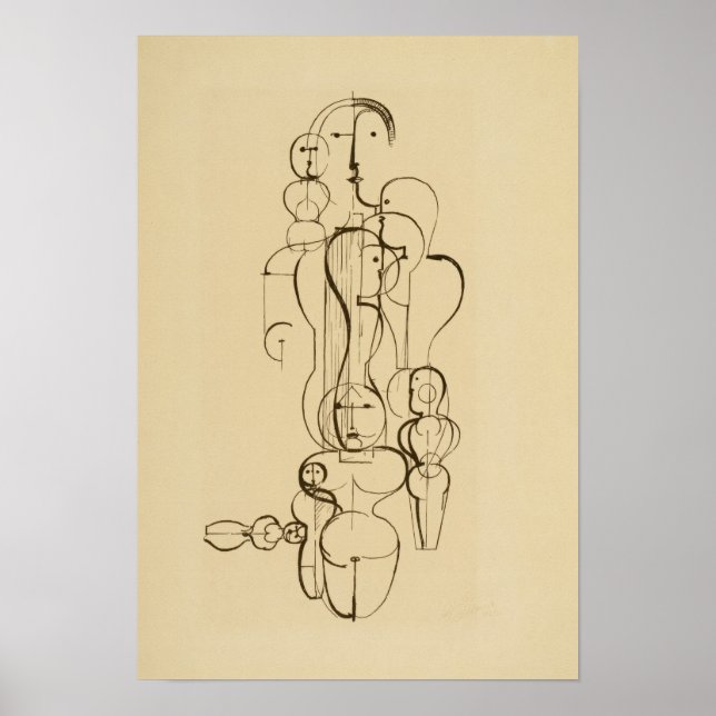 Minimalistische abstrakte figürliche Liniendrawing Poster (Vorne)