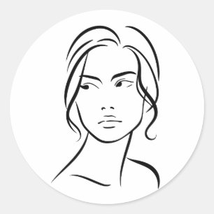 Minimalistische abstrakte Frauen-Gesichtslinien-Ku Runder Aufkleber