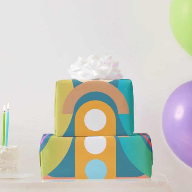 Minimalistische Abstrakte geometrische Formen Geschenkpapier (Partygeschenke)