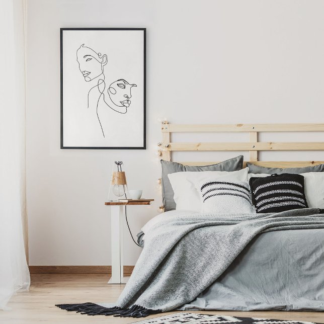 Minimalistische Abstrakte Gesichtspassage Portrait Poster (Minimalist Abstract Face Portrait Line Art Drawing Poster)